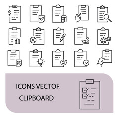 Clipboard icons set . Clipboard pack symbol vector elements for infographic web