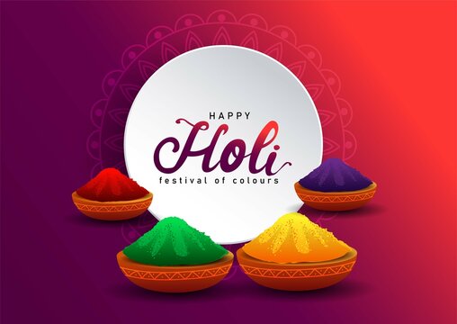 Indian festival happy Holi with group of color powder plates. vector illustration design