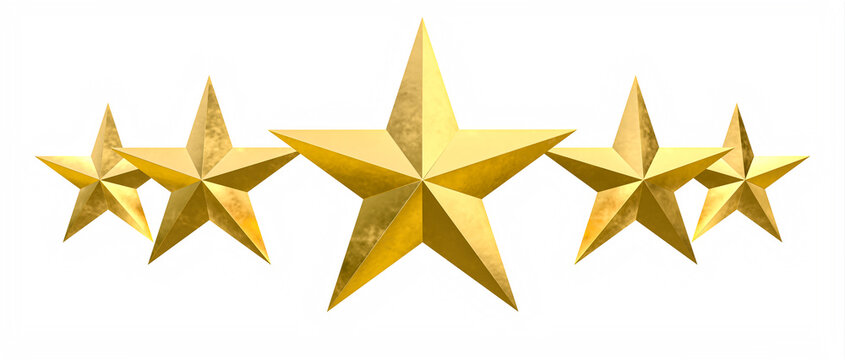 five gold stars isolated on a white