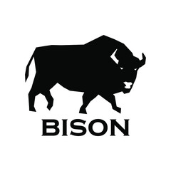 Vector Illustrated of Bison, on white background. Design element for logo, poster, card, banner, emblem, t shirt. Vector illustration