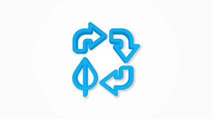 recycle signs a green color 3d line flat color icon. Realistic vector illustration. Pictogram isolated. Top view. Colorful transparent shadow design.