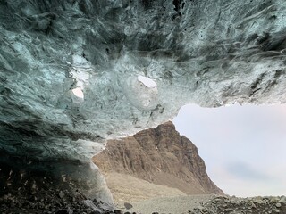 Ice cave, glacier entrance.