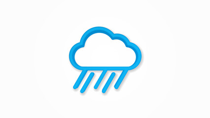 rain cloud, storm weather 3d line flat color icon. Realistic vector illustration. Pictogram isolated. Top view. Colorful transparent shadow design.