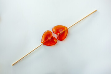 Red hearts. Candy. The concept of love. valentine's day.