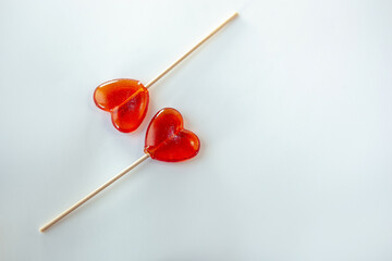 Red hearts. Candy. The concept of love. valentine's day.