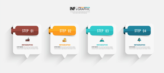 Four steps business infographics template vector.	