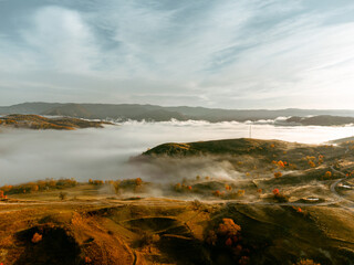 Beautiful landscape shot with a drone in the morning.
