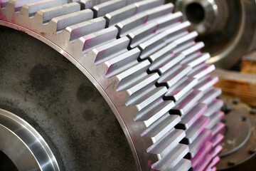 Large-diameter disk gears after manufacturing on a gear cutting machine.