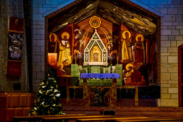 Interior of Basilica of Annunciation in Nazareth.is placed where house of Virgin Mary stood,and...