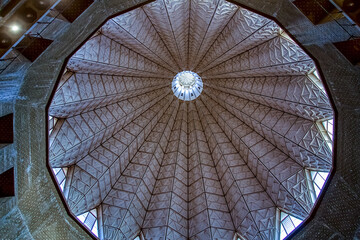 In Basilica of Annunciation dome is made of reinforced concrete. dome has 16 edges, resembling white lily, symbol of Miriam's virginity. Catholic church in Nazareth, northern Israel.