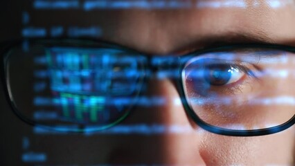 Monitor screen with developing programming and coding technologies. Programmer or hacker is typing code on keyboard. Software engineer working on computer. Developer or big data concept