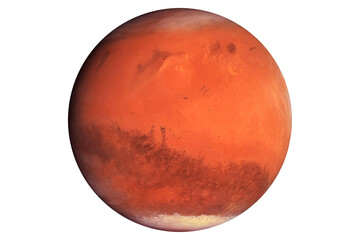 Planet Mars isolated on white background. Elements of this image were furnished by NASA