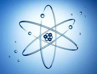 Atom nucleus with electrons - 3D illustration - obrazy, fototapety, plakaty