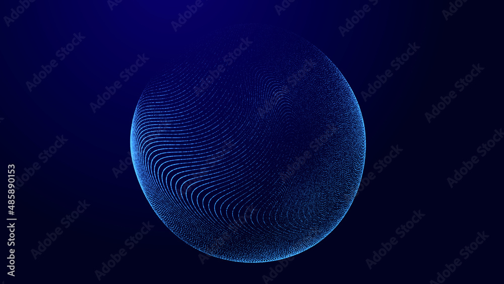 Poster Sphere with connecting points. Global Connection Technology. The accumulation of information. 3D rendering.