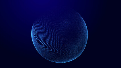 Sphere with connecting points. Global Connection Technology. The accumulation of information. 3D rendering.