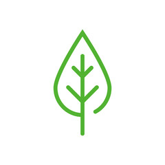 Flat colored linear leaf icon. Vector leaf icon on white background