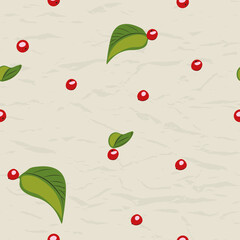 Seamless pattern from new collection with birds. Berries and lives.