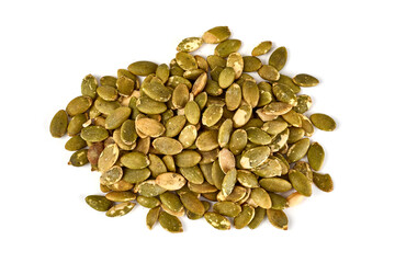 Stack of Black Melon Seeds, close-up, isolated on white background.