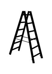 Silhouette of a wooden ladder. Vector.
