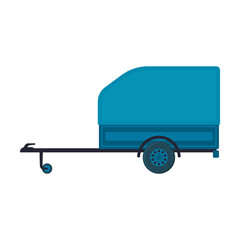 Car trailer. Color silhouette. Side view. Vector simple flat graphic illustration. Isolated object on a white background. Isolate.