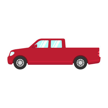 Pickup truck icon. Color silhouette. Side view. Vector simple flat graphic illustration. Isolated object on a white background. Isolate.