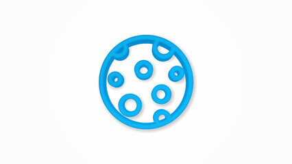 Full Moon, satellite 3d line flat color icon. Realistic vector illustration. Pictogram isolated. Top view. Colorful transparent shadow design.