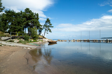Kaesmu Estonia Baltics Beach Landscape Lonely Boat at the dock