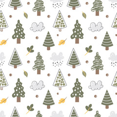 Simple Tree seamless pattern in organic style