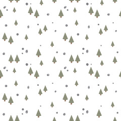 Simple Tree seamless pattern in organic style