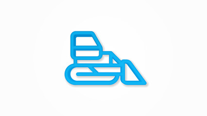 excavator 3d line flat color icon. Realistic vector illustration. Pictogram isolated. Top view. Colorful transparent shadow design.