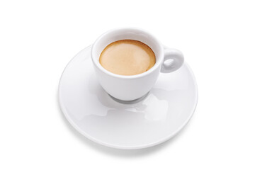 Studio shot of espresso coffee in a white cup