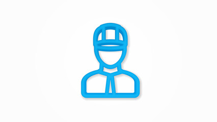 Engineer avatar, architect in helmet 3d line flat color icon. Realistic vector illustration. Pictogram isolated. Top view. Colorful transparent shadow design.