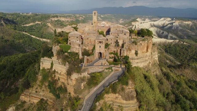 Civita di Bagnoregio aerial view in Lazio, Italy
