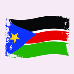 South Sudan wavy grunge Brush Flag Design