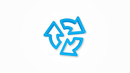 Refresh three arrow rotate 3d line flat color icon. Realistic vector illustration. Pictogram isolated. Top view. Colorful transparent shadow design.