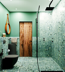 3d rendering . bathroom in a modern style - 485894974