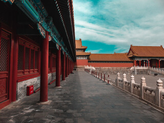 Forbidden City in Beijing with its orange roof and traditional Chinese architecture