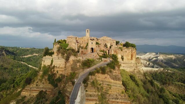 Civita di Bagnoregio aerial view in Lazio, Italy