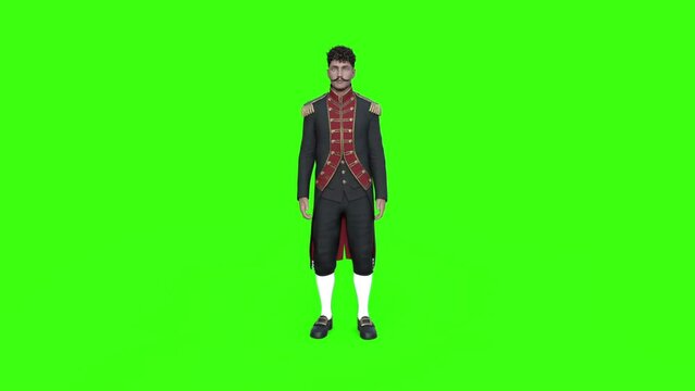 3d man in Naval Uniform idle, animation, green screen