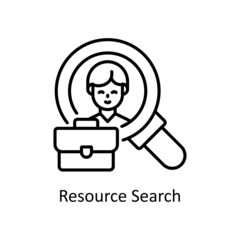 Resource Search vector Outline icon for web isolated on white background EPS 10 file