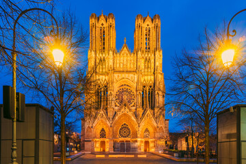 Reims Cathedral Reims France Dusk