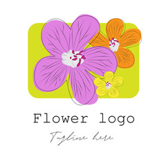 Colorful flower logo with dummy text on white background vector illustration for various service and product brand identity.