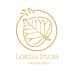 Fototapeta premium Luxury leaf logo with dummy text vector illustration on white background.