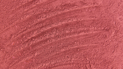 Cosmetic texture mask clay powder red. Selective focus.