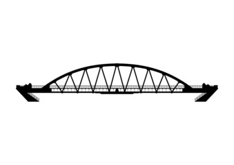 Silhouette of the tied-arch bridge. Vector.