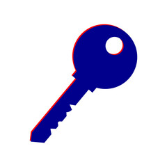 Blue key icon isolated on white background. 