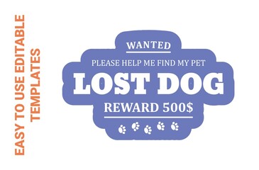 Lost dog sticker design, element about missing pet