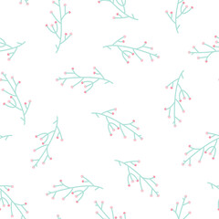 Tropical flat flowers in flat style background. Botanical seamless pattern.