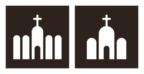 Monastery and church icon set