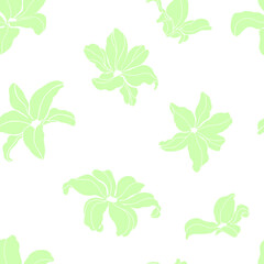 Fototapeta na wymiar Magnolia with green tea color. Seamless pattern. Vector